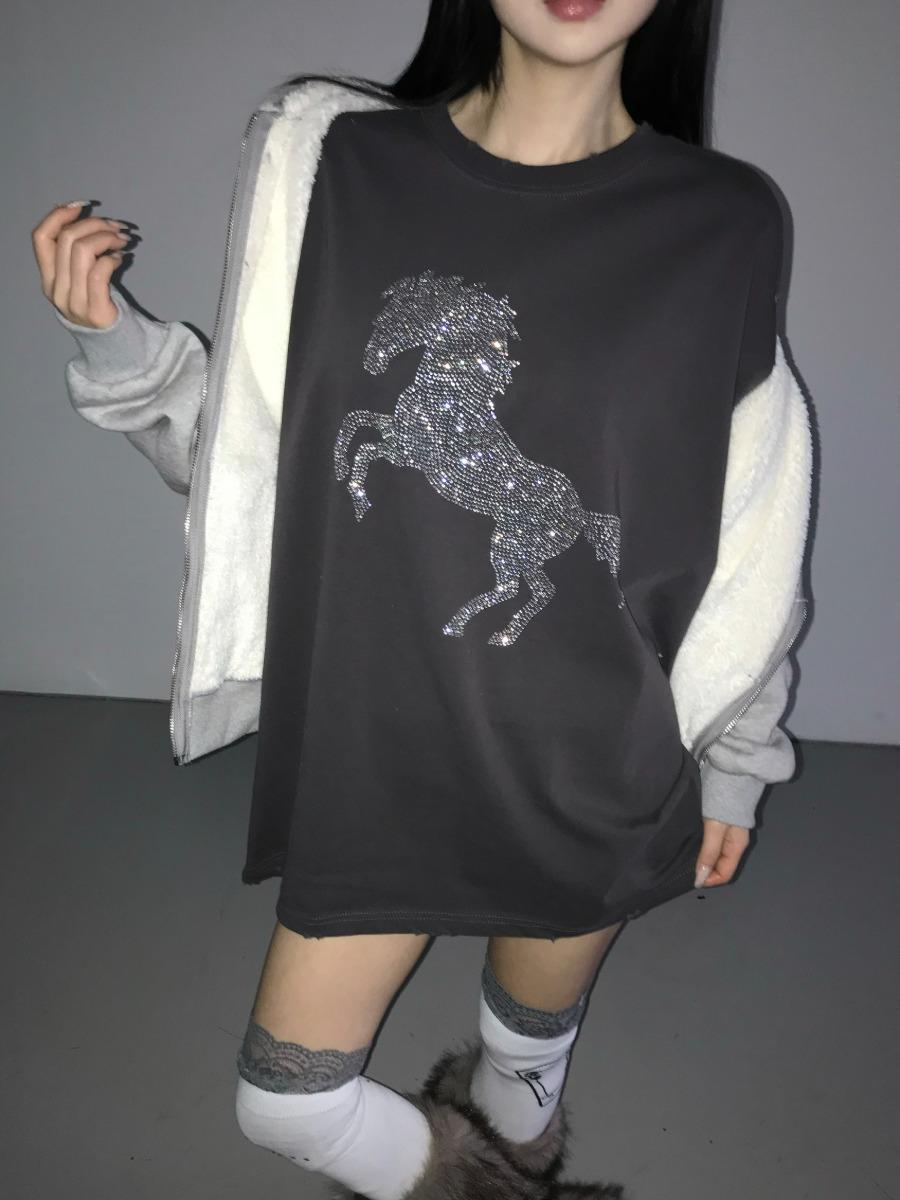 vintage horse loose t-shirts (2 color)