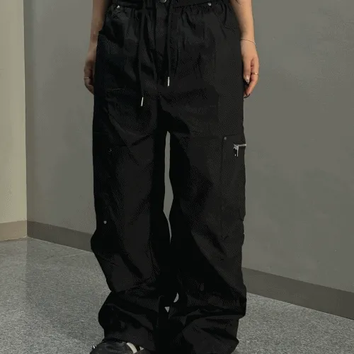 비츠 지퍼 카고 스토퍼 와이드 팬츠