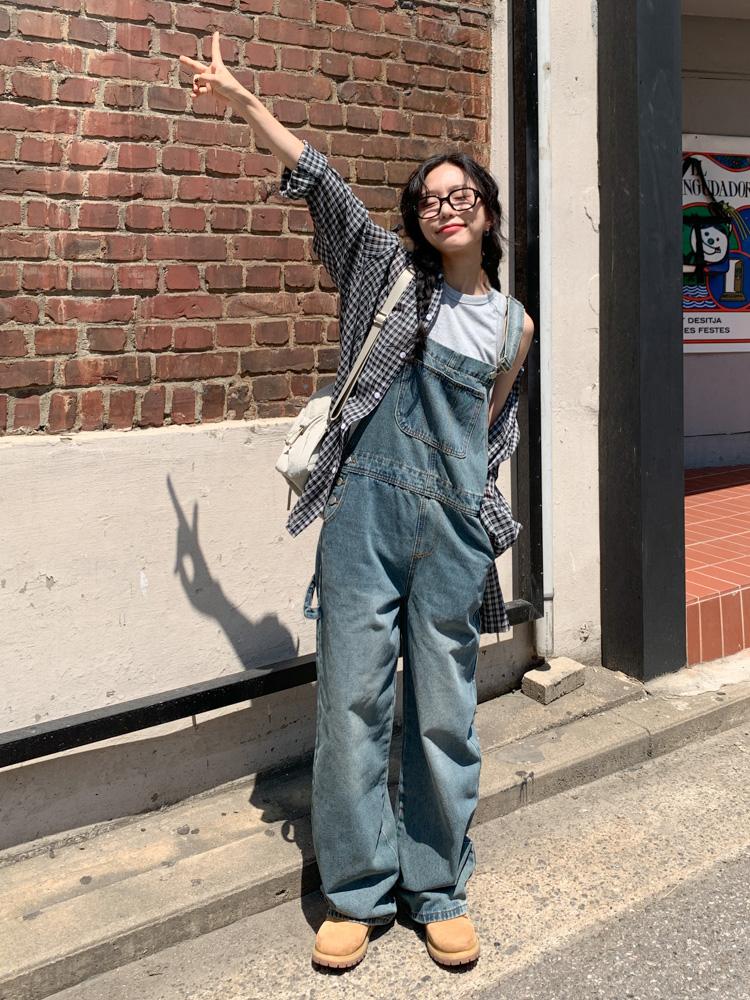 시프트에잇 [MD PICK!] 마론 빈티지 데님 와이드 카펜터 오버롤