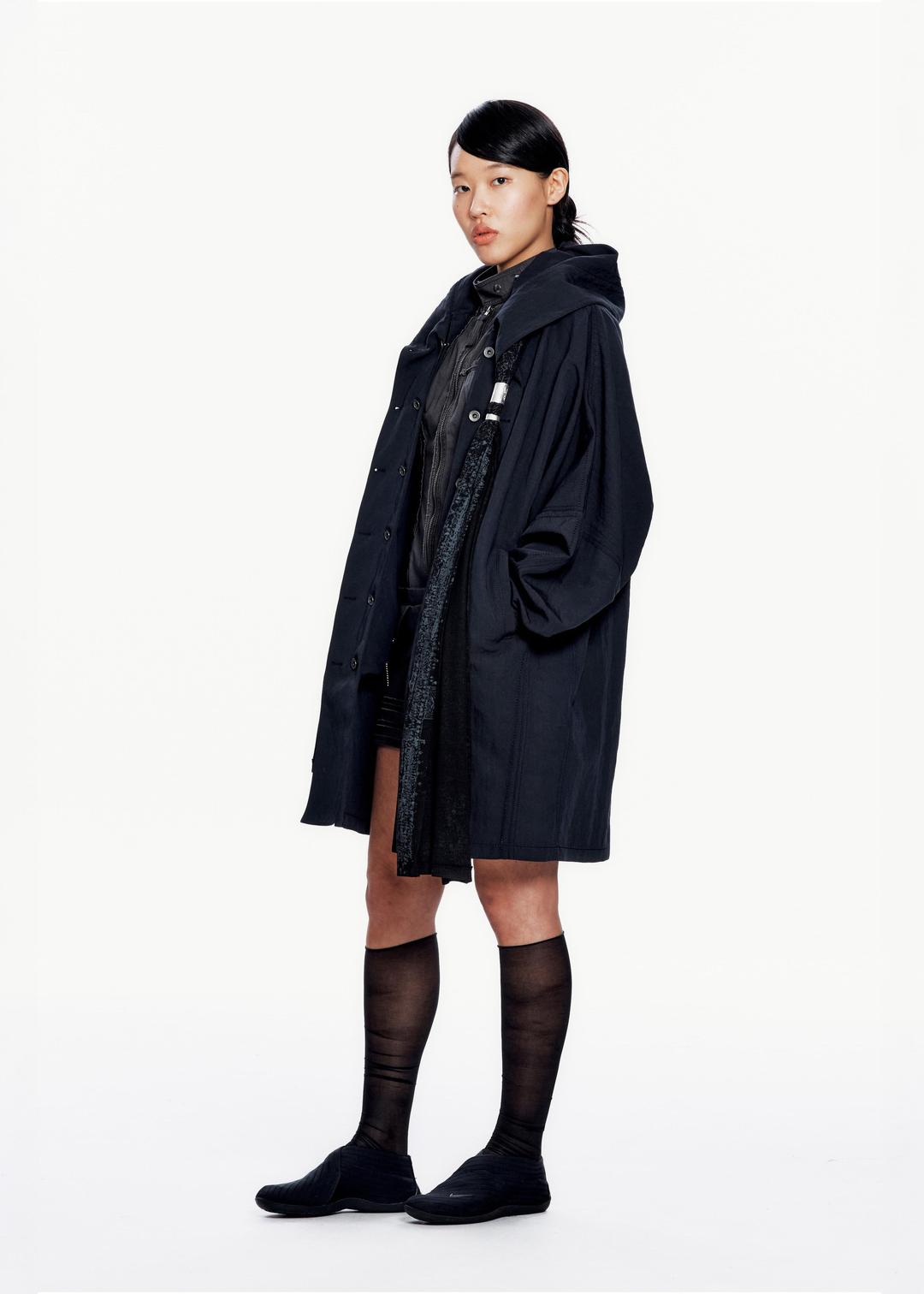Hooded Coat w/ Graphic Muffler