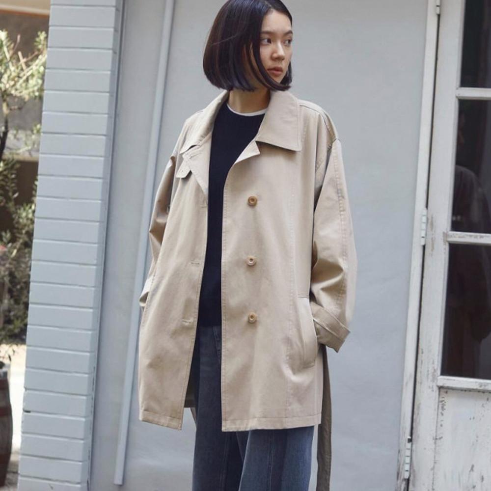 [당일] jinsim 진심 이든 버버리 코트 싱글 카라 하프 트렌치 가을 데일리룩 2col