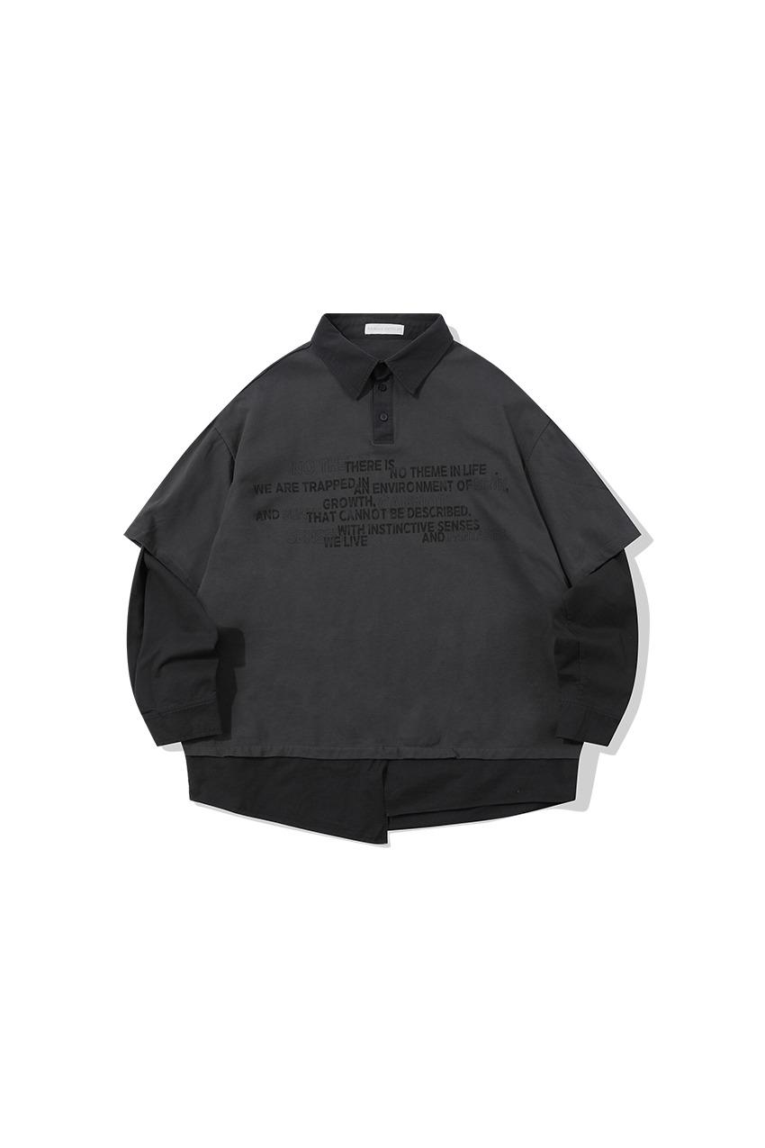 WASHED PRINTING PATCHWORK LONG SLEEVES_CHARCOAL