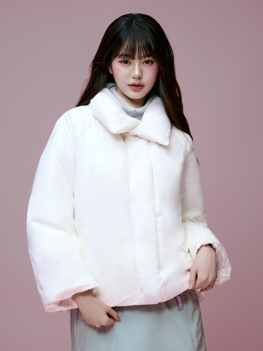 La Belle (라벨르) 여성 캐시미어 숏 코트 다운 자켓 (Cream)