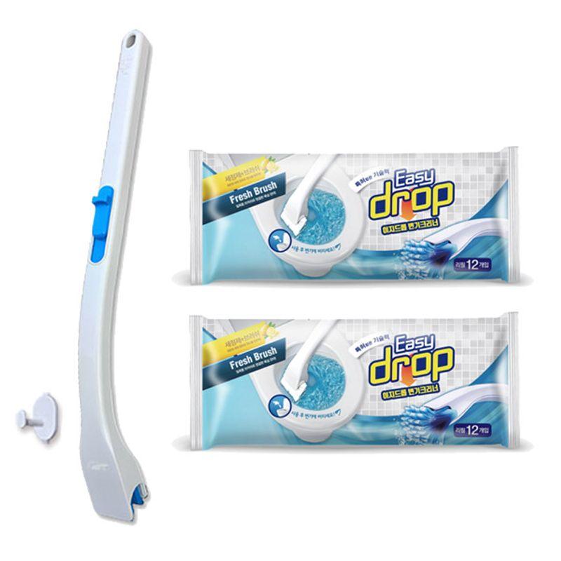 이지드롭 변기크리너 핸들1개+리필2팩 (+증정 6개입) 변기청소 변기솔 살균 화장실세제 화장실찌든때 내가키운다 이지현 변기청소 미우새 청소용품 롤포장