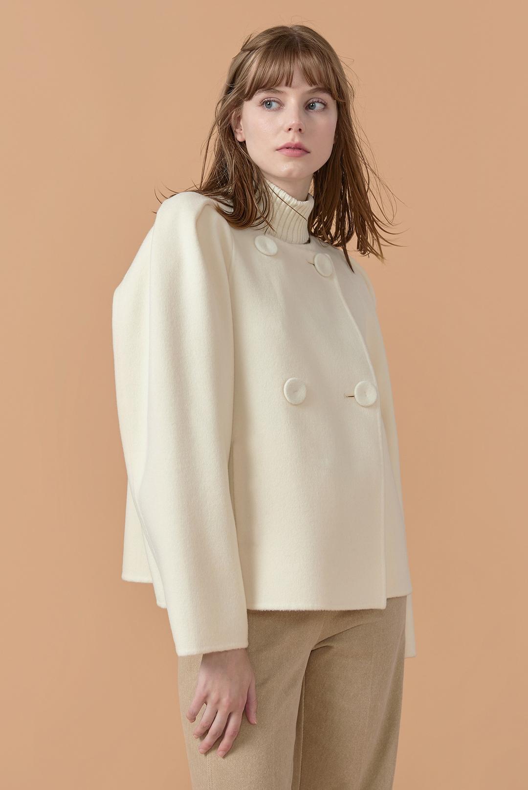 Hand Made Puff Sleeves Jacket - Ivory