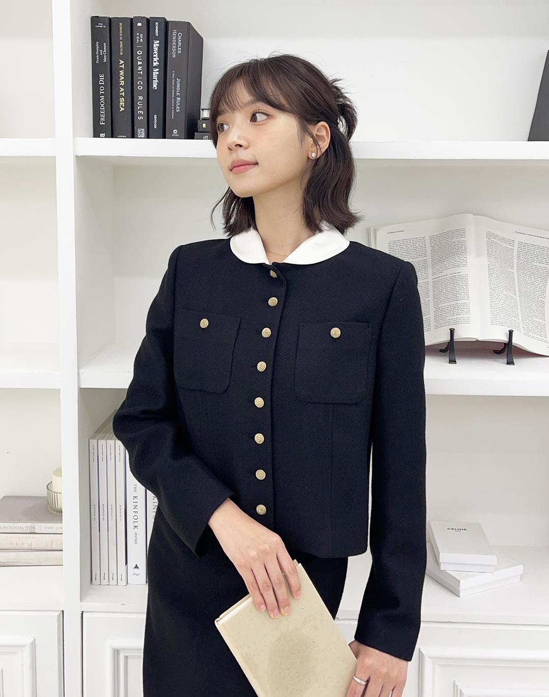 [23FW] [김지영 착용] 2way Collar Tweed Jacket [Boucle Black]