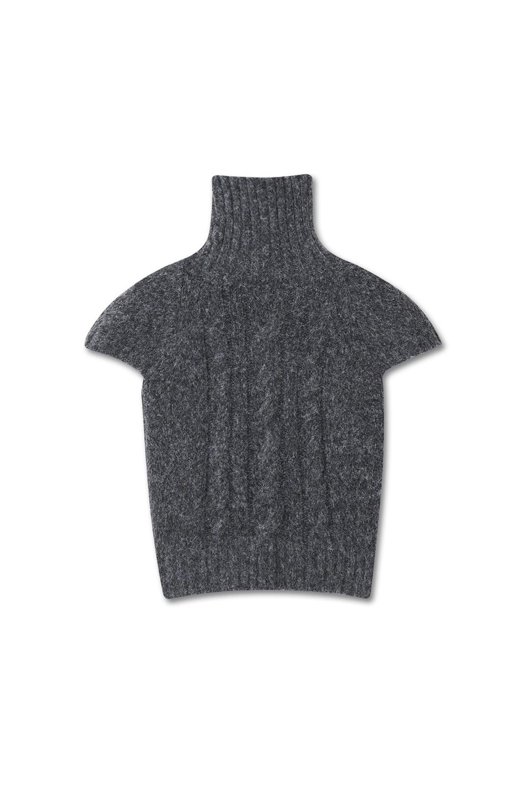 TURTLENECK CABLE WOOL KNIT CHARCOAL