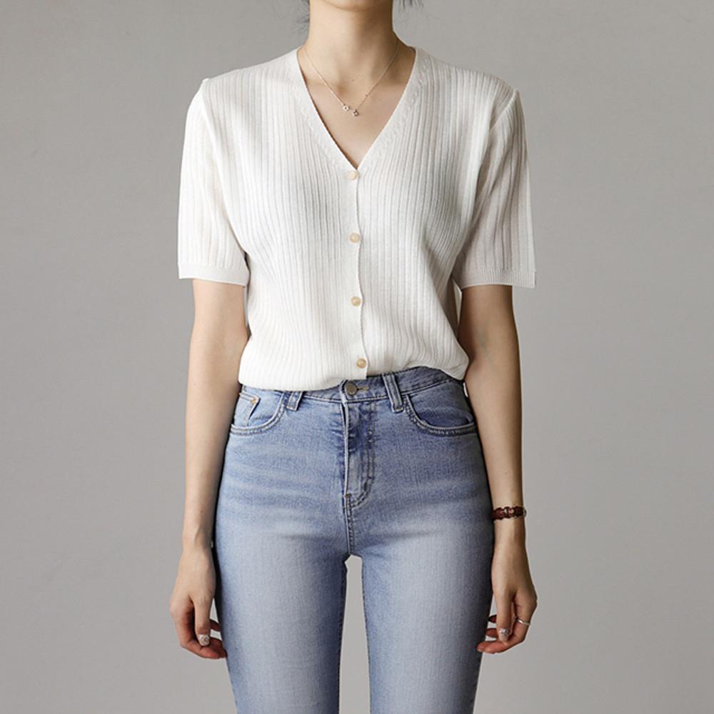 월넛 브이넥 반팔 여름가디건