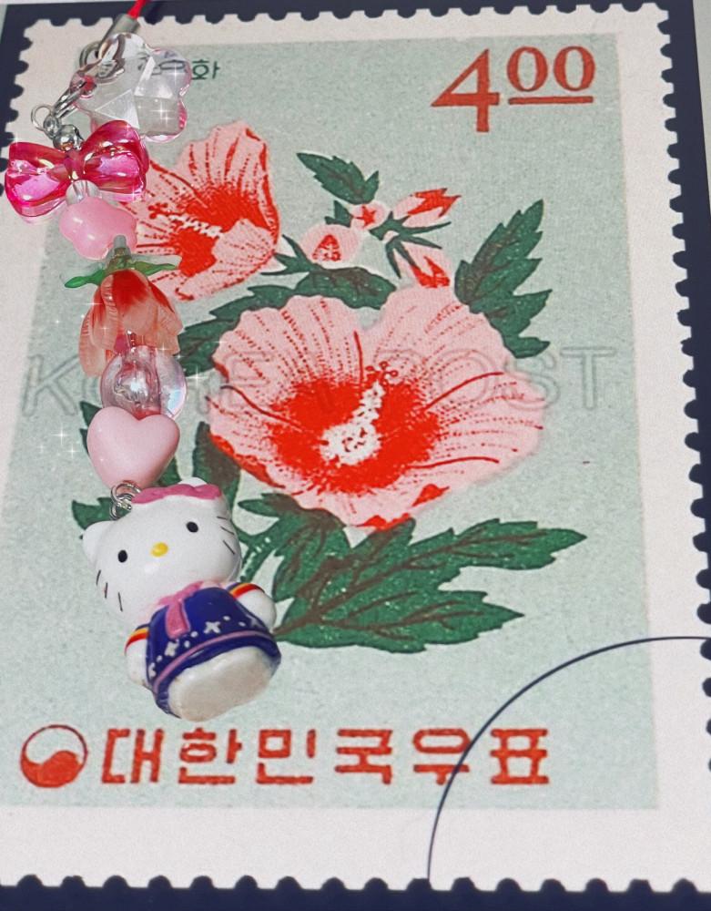 희귀한 키티 피규어 한복입은 키티스트랩 키티키링 키홀더