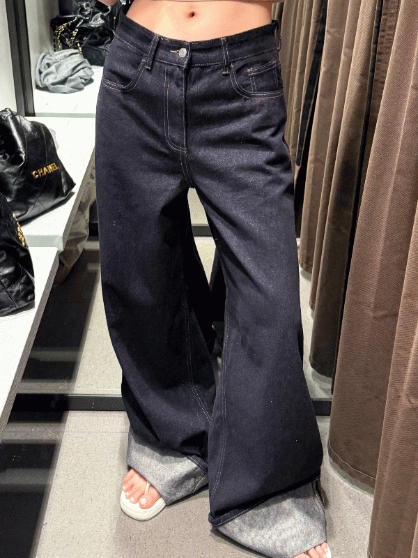 롤업 생지 데님 팬츠