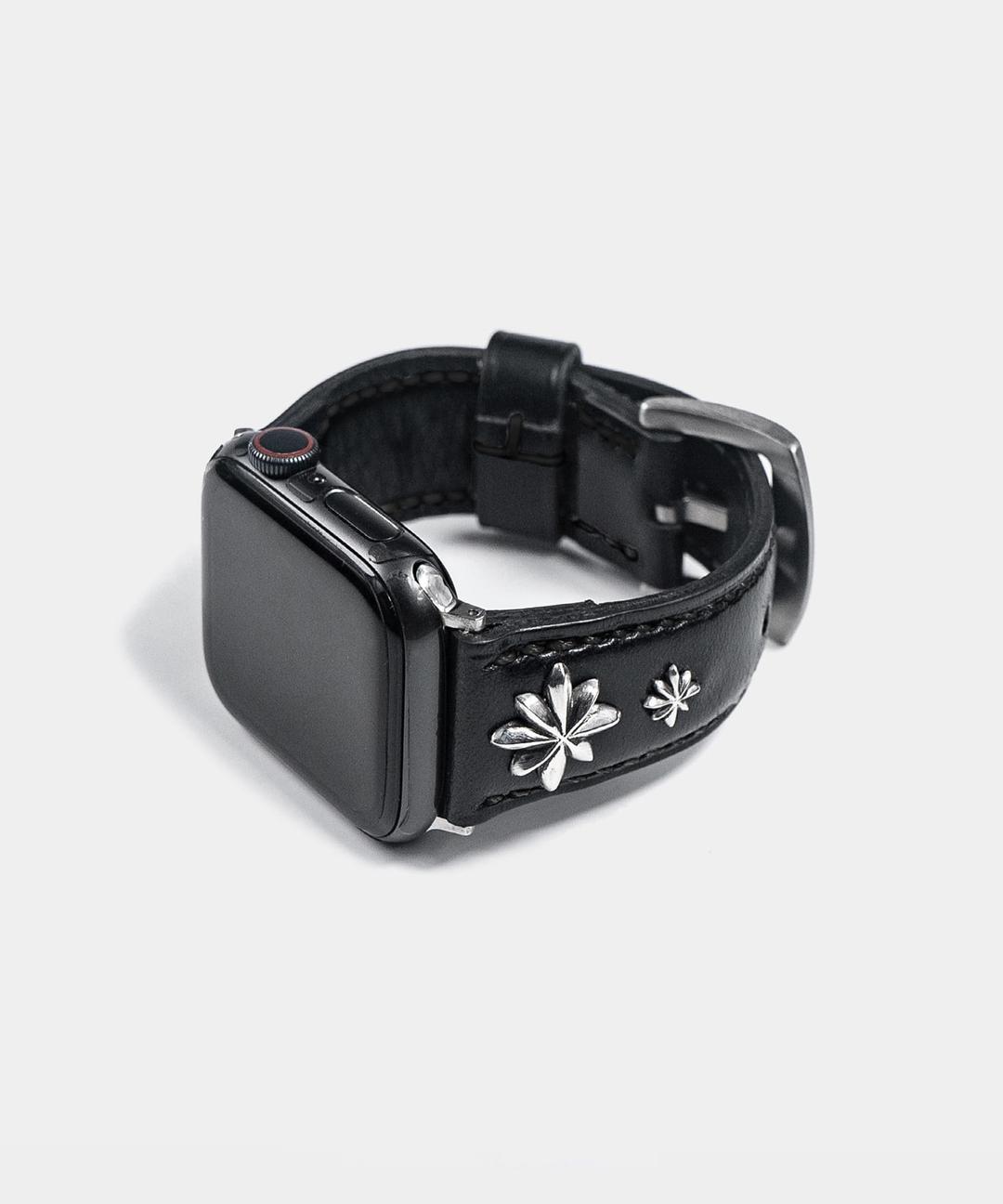5-star concho apple watch strap - black stitch