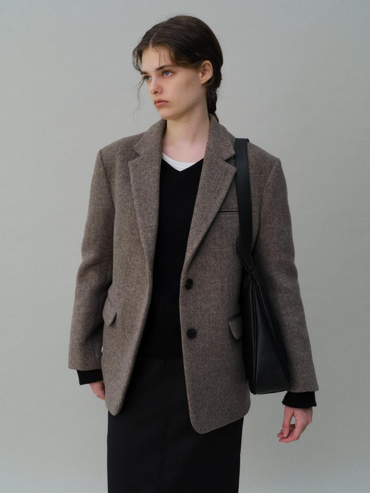 [2차재입고 10/16 순차배송] tailored wool blazer coat (herringbone brown)