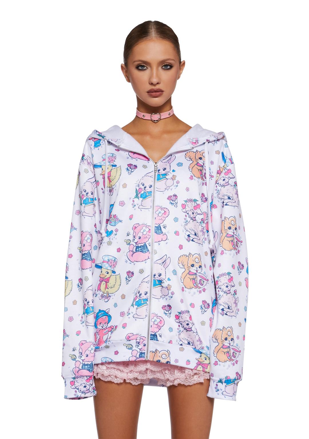 Cute Critters Hoodie - White - MULTI / X-Small
