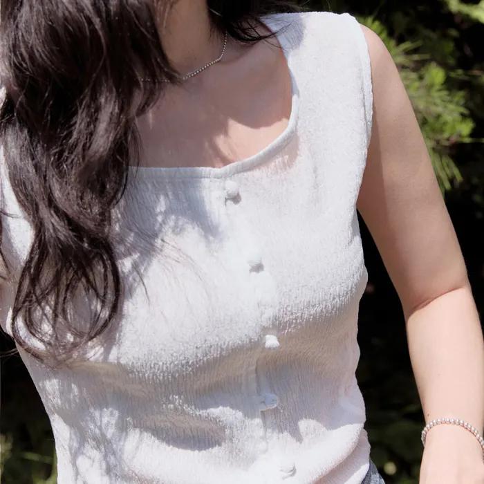 SQUARE BUTTON BLOUSE (3color,2size)