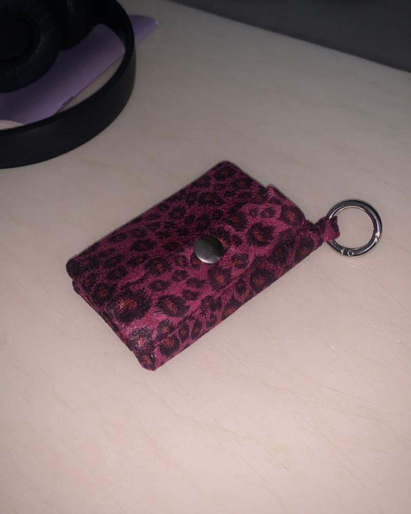 Vivid leopard card wallet(dark pink)