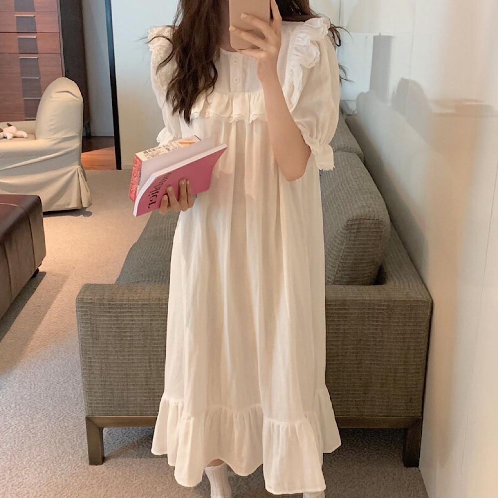 루아 레이스 여성 반팔 원피스잠옷 공주 파자마 파티 홈웨어