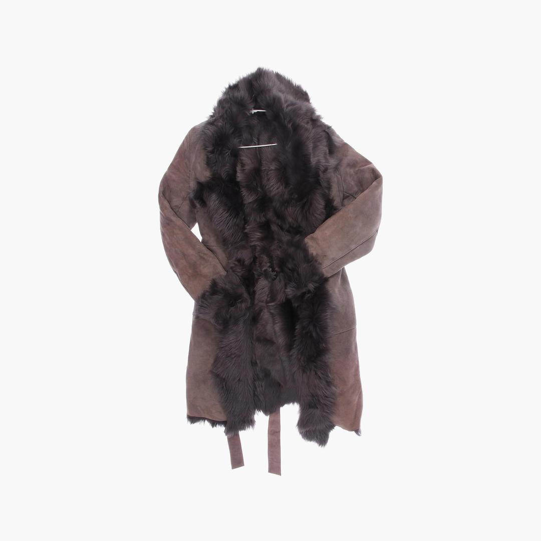 올리브 데 올리브 폴리 페이크 코트 여자 S