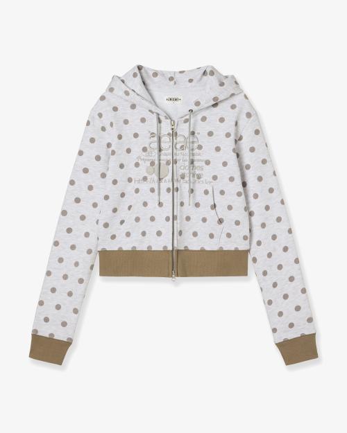 WEB LOGO CROP HOOD ZIP UP [DOT LIGHT GREY]