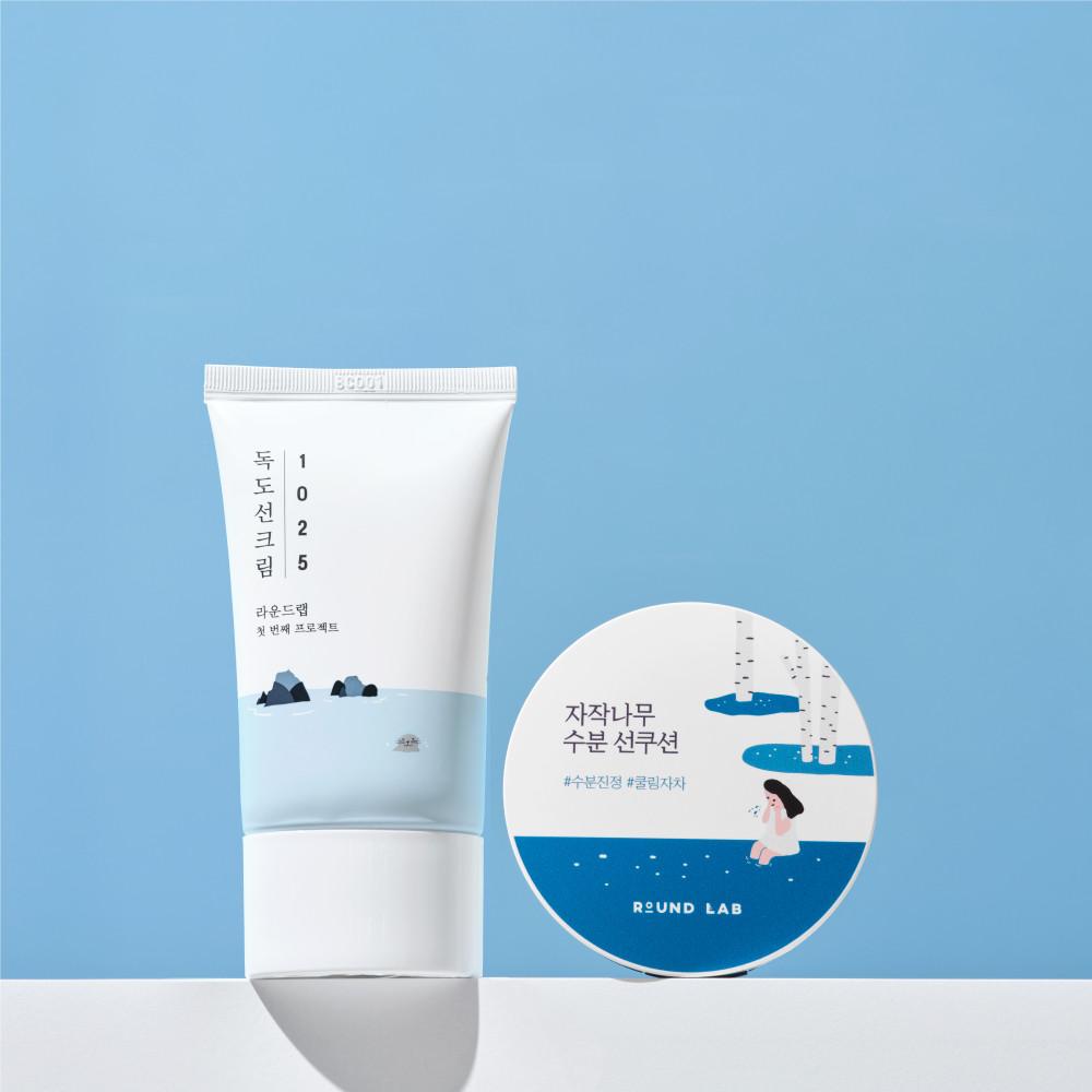 [옵션3] 1025 독도 선크림 50ml (SPF 50+ PA++++) + 자작나무 수분 선쿠션 15g (SPF 50+ PA++++) 2종 세트 [+수딩젤 본품]