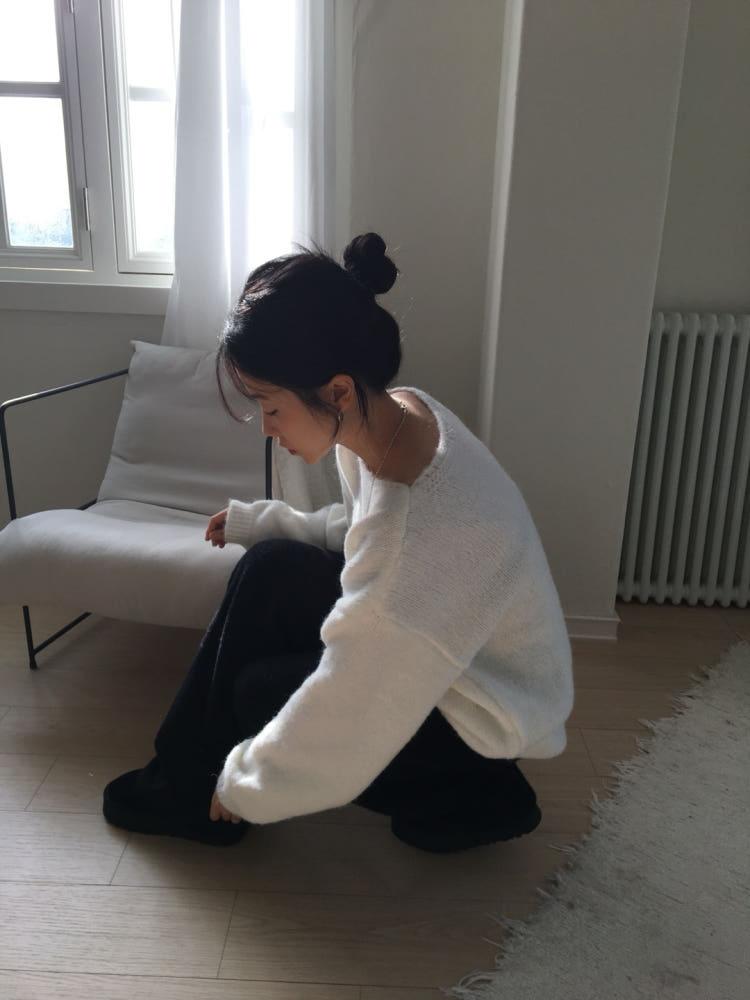(그레이 당일출고)NEES KNITWEAR 니스 투웨이 오프 니트