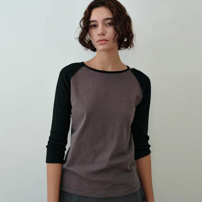Alba Raglan Slit T-shirt / Brown