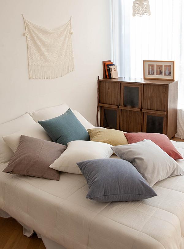 [주문폭주] 클린 바이오워싱 슬러브 쿠션 방석 커버 (7color)