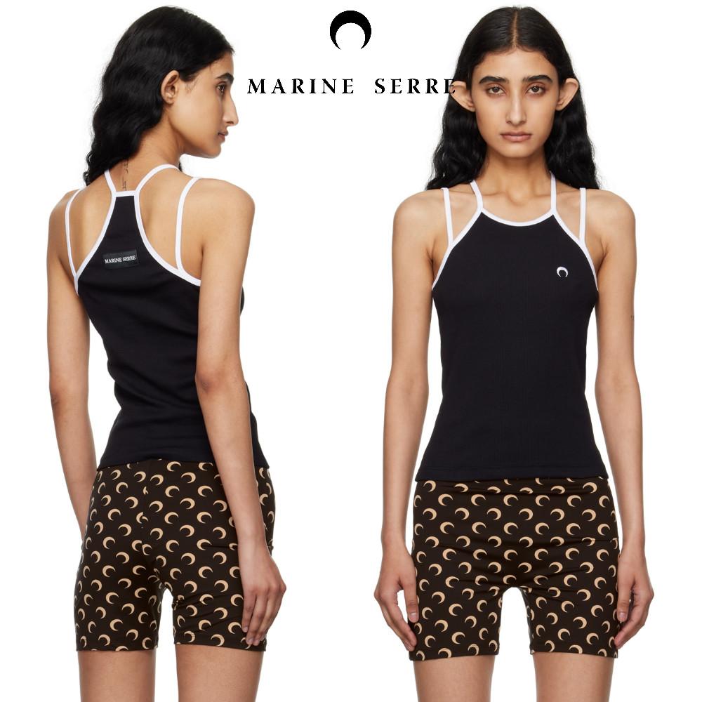 마린세르 로고 끈 나시 티셔츠 탱크탑 블랙