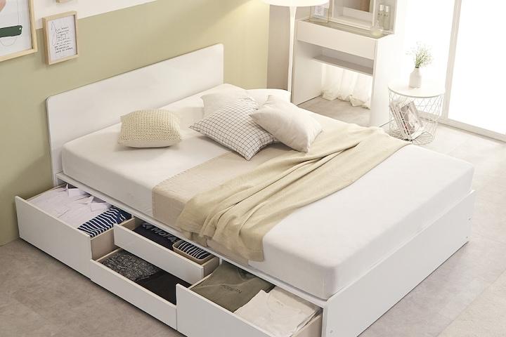 베리 4단 서랍형 일자헤드 수납침대 프레임