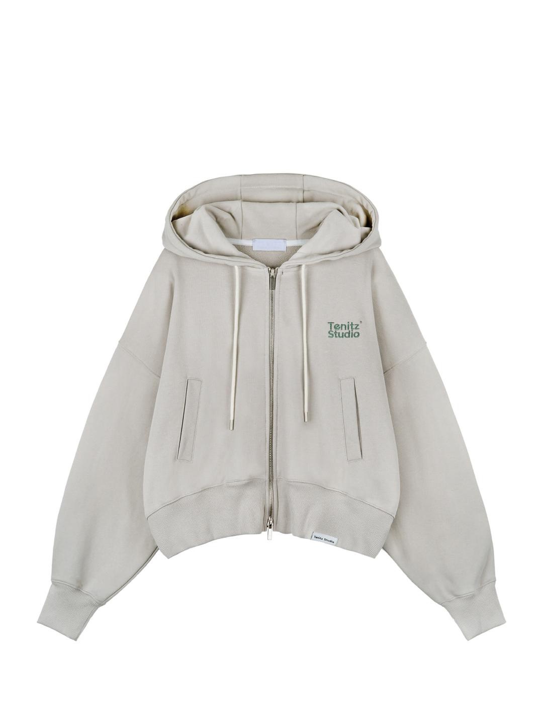 Tenitz Studio Crop Hood Zip-up Light Beige