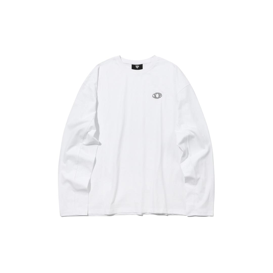 토프 핑거홀 오버핏 자수 롱 슬리브 (white)