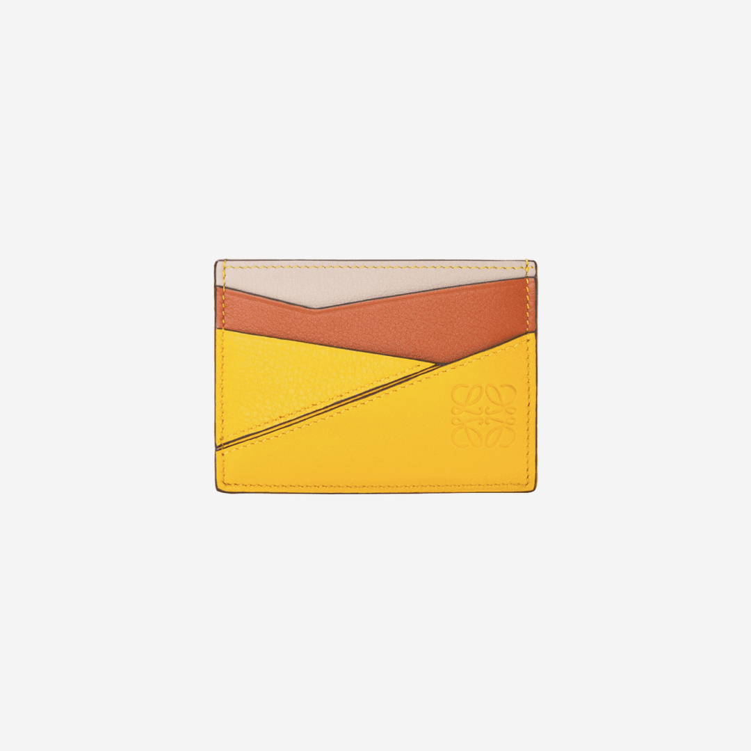 Loewe Puzzle Plain Card Holder in Classic Calfskin Mustard Tan