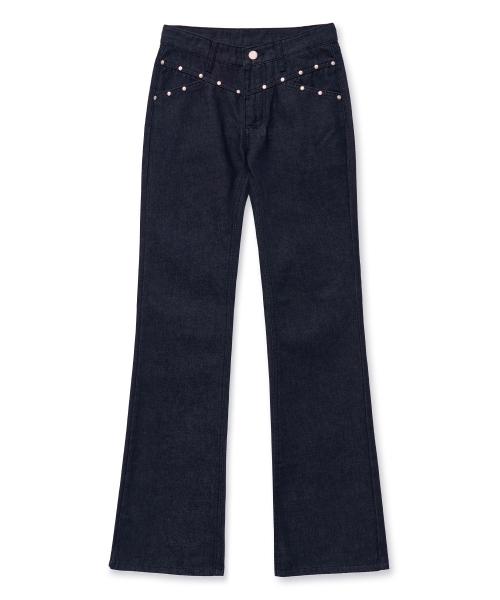 rivet boots cut pants [blue]