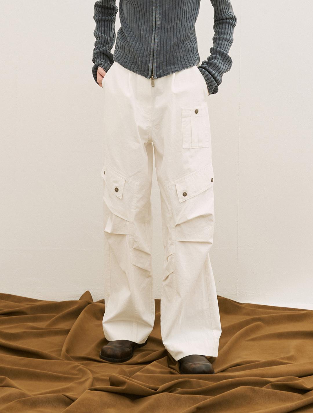 트윌 오버사이즈드 카고 팬츠 (아이보리)