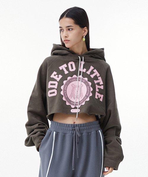 College Bear Crop Hoodie (Khaki)