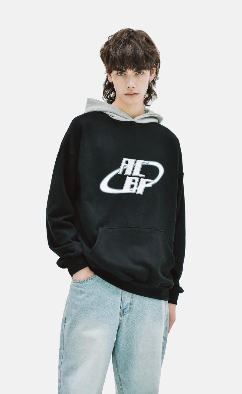 크로멀 배색 후드티