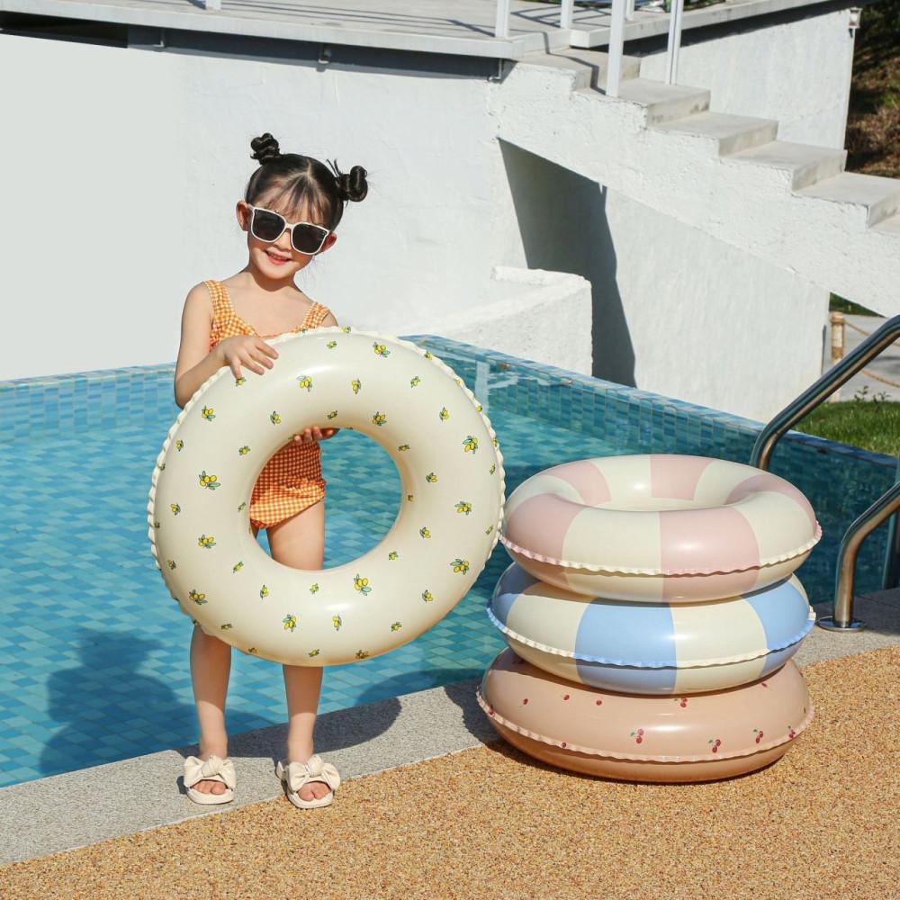 어린이 키즈 물놀이 파스텔 풀빌라 스트라이프 튜브 체리 블루 대형 주니어