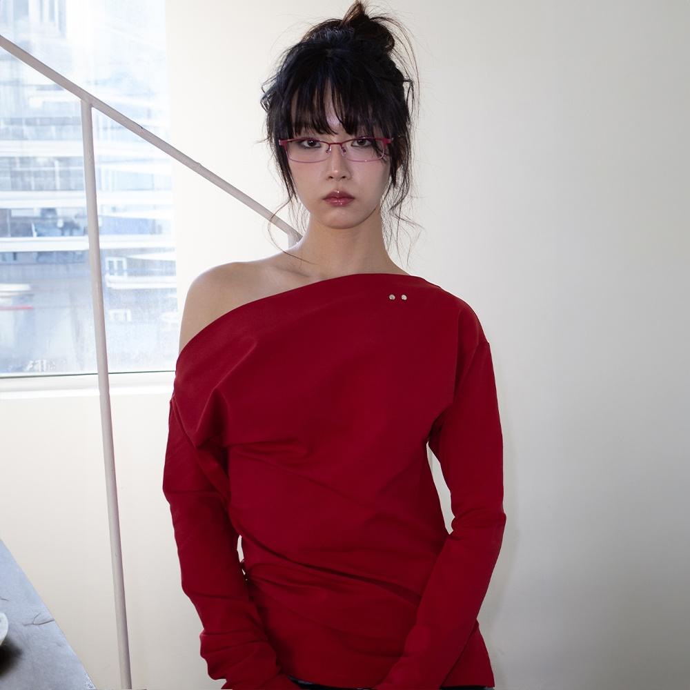 [2차] ONE-SHOULDER ELASTIC T (RED)