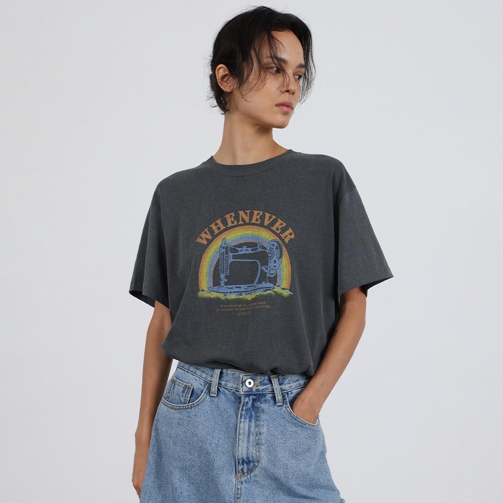 [4차] Fuzzy Rainbow T-shirt - Charcoal