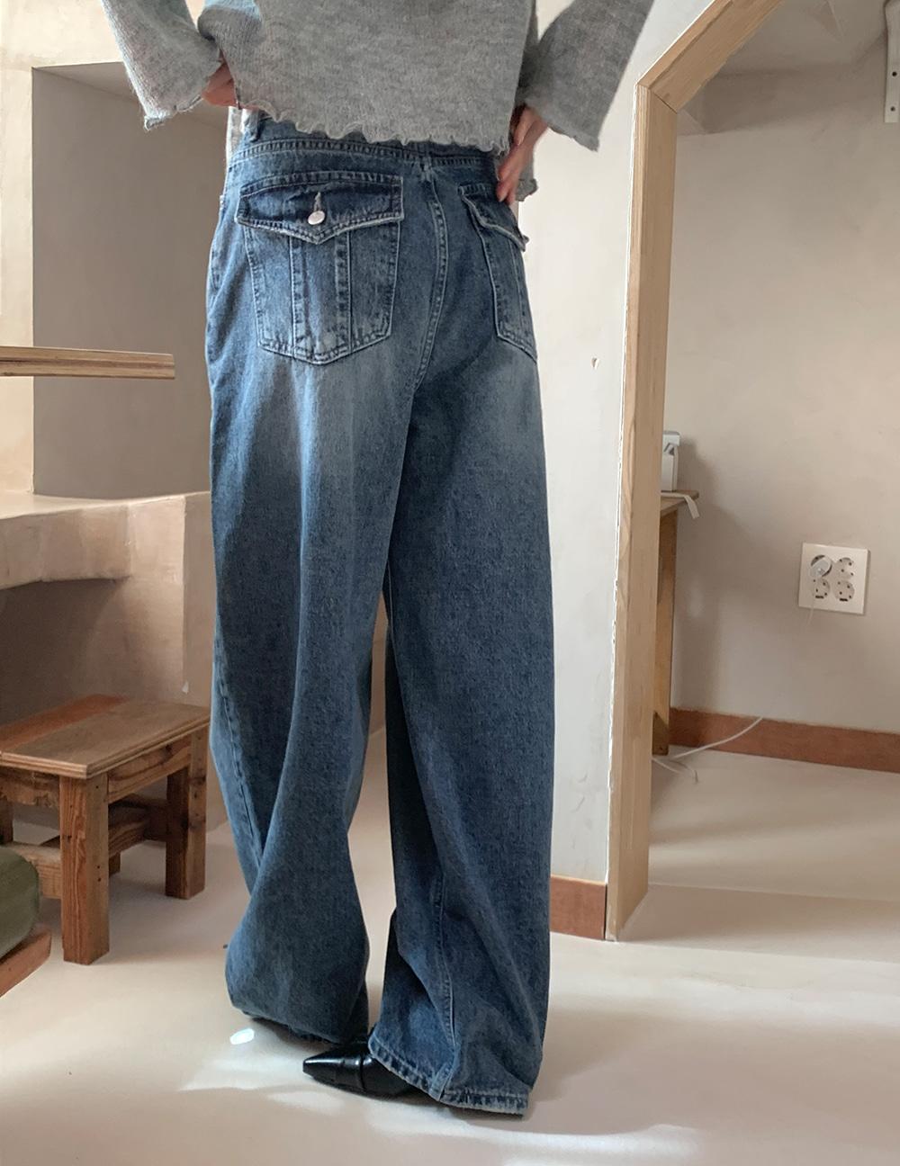 [봄신상] 시하 빅포켓 빈티지 데님팬츠