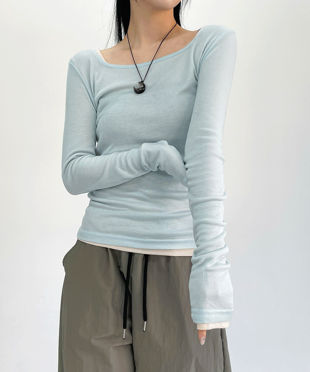 아쿠비클럽 bead tencel layered tee (9colors)