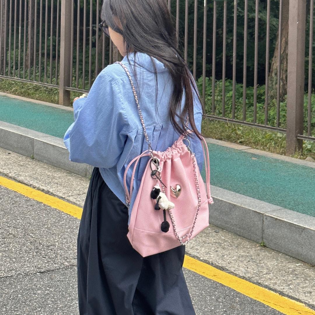 실버 하트 복조리 스트링 백팩 체인백 3Color
