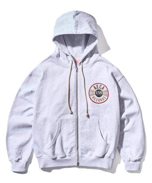 AECA RECORD ZIP UP HOODIE-LIGHT GREY