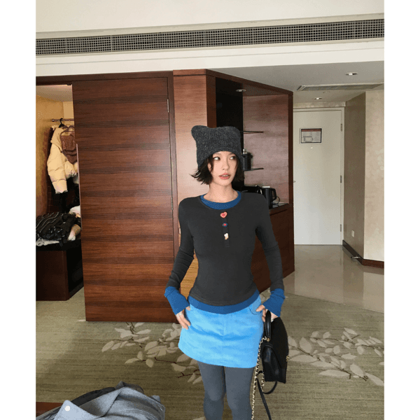 DULA Deconstructed Leg Essence Blue Velvet Short Skirt