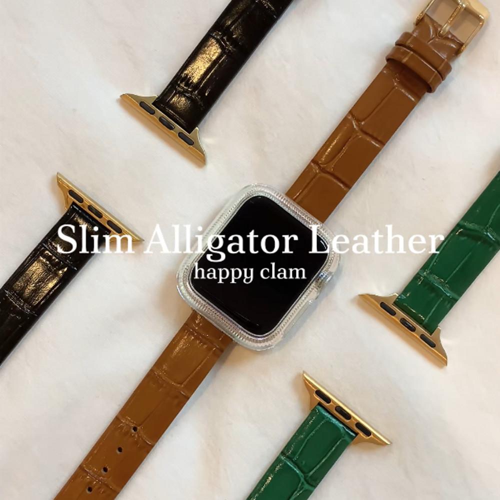애플워치 8 7 se 2 호환 악어가죽 스트랩 밴드 시계줄 해피클램