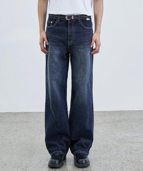 나이트 레인 크랙 워시드 데님