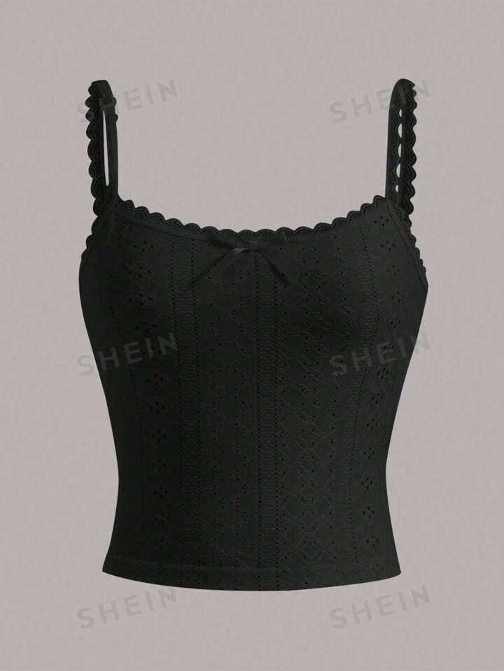 SHEIN MOD 솔리드 메쉬 자수 캐미탑