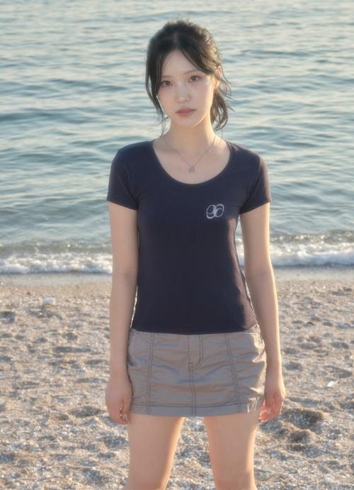 U NECK TEE / NAVY