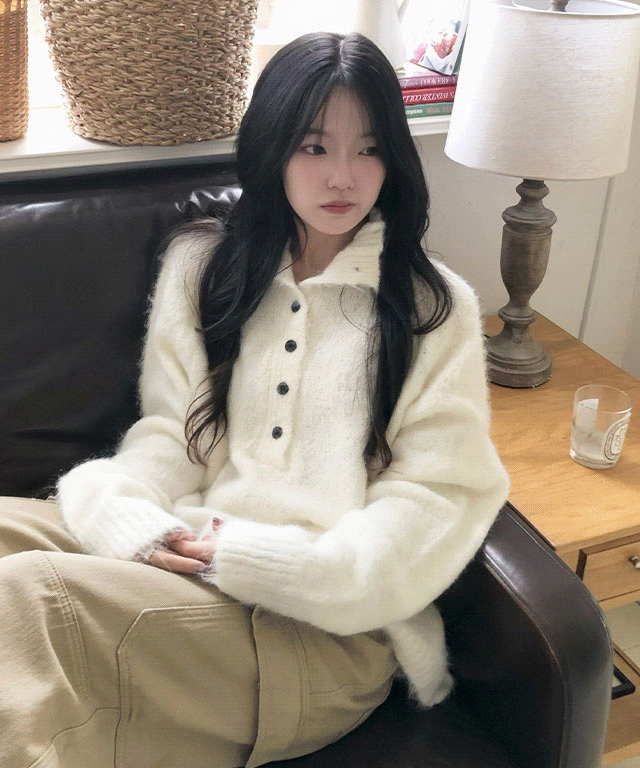 [💭여리폭닥핏/모델추천!] 유키 버튼 여리핏 니트 (3color)