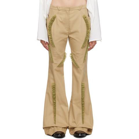 Beige Flared Trousers 232985F087023