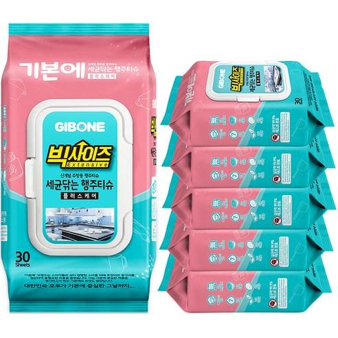 기본에 세균닦는 행주티슈 플러스케어, 30개입, 6개 - 빨아쓰는행주타올 | 쿠팡